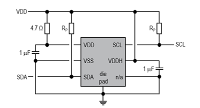 Application Circuit Diagram - Sensirion SGP41 CMOSens®/MOXSens® Digital Air Quality Sensor